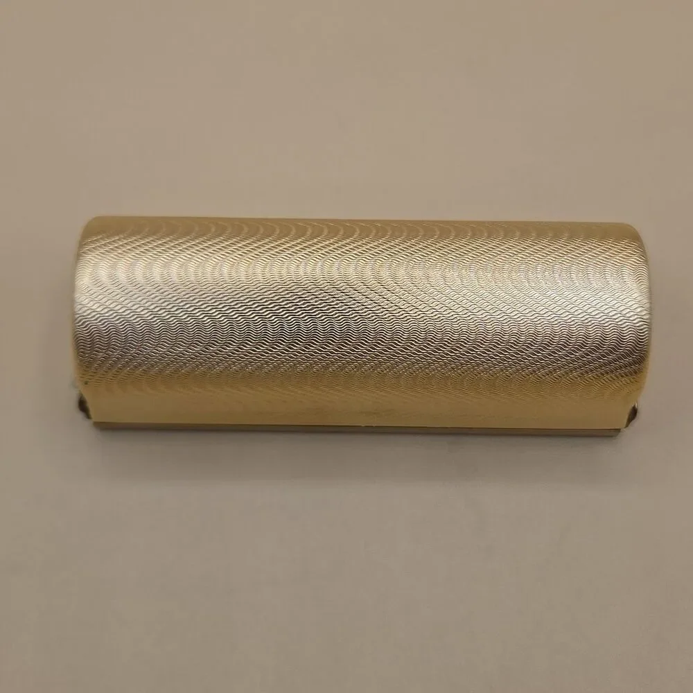 Vintage Gold Tone Lipstick Case Mirrored Interior 1980s Metal Tube Holder